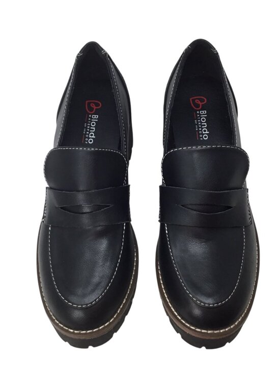 Blondo Shoes - Blondo Daina Leather Platform Penny Loafers Chunky Black Size 8.5 Waterproof